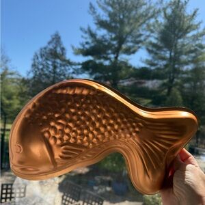 Vintage 60s Copper Plated Fish Mold for Baking and Display